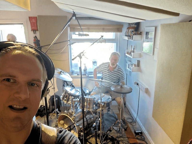 Recording Blemish of Gravity band drums and bass guitar